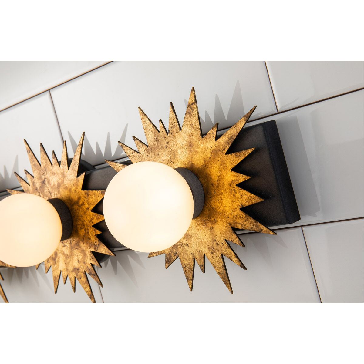 Soleil 3 Light 24 inch WZC+Gold Bath Light Wall Light in Weather Zinc and Gold Leaf with Antique 